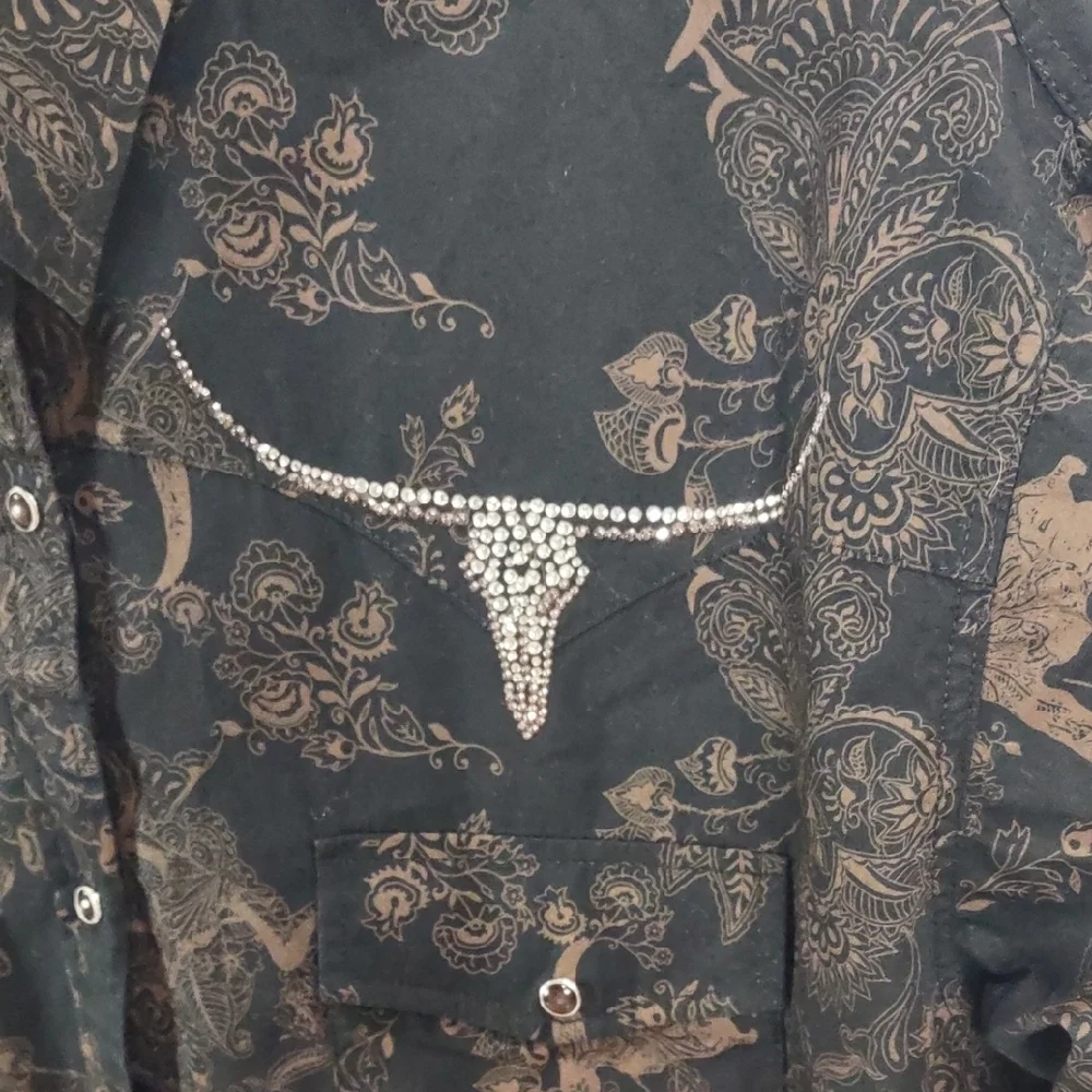 COWGIRL HARDWARE,Black and Brown Western Shirt, Size XL - Picture 5 of 17